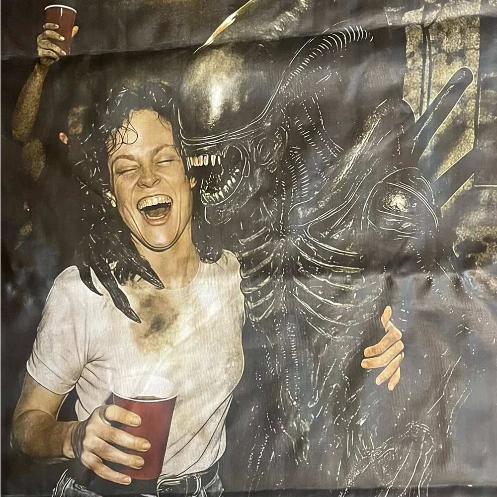 Vintage Graphic Tee Sigourney Weaver Xenomorph Alien Party Black, 100% Cotton XL - Picture 2 of 3